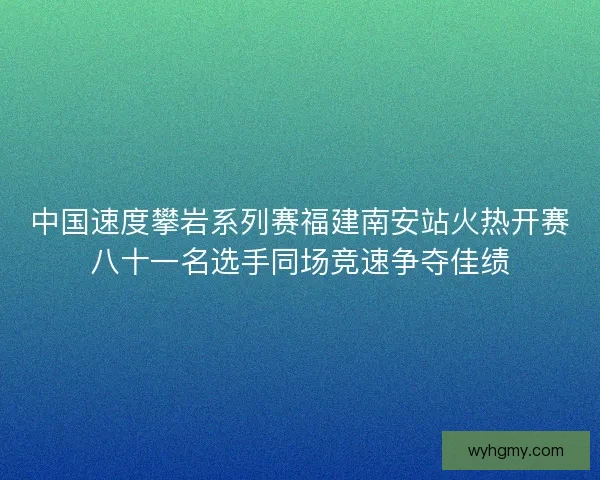 中国速度攀岩系列赛福建南安站火热开赛八十一名选手同场竞速争夺佳绩