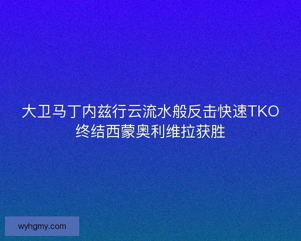 大卫马丁内兹行云流水般反击快速TKO终结西蒙奥利维拉获胜